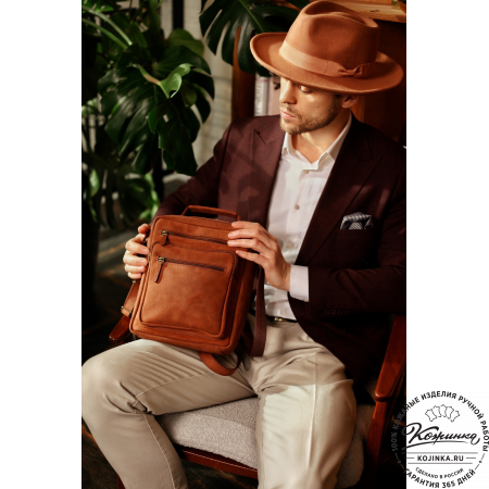 Кожаная сумка "Гектор" (рыжий крейзи)